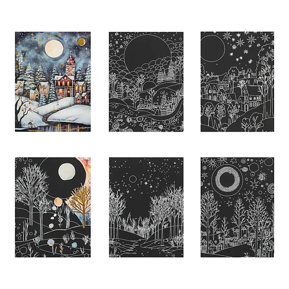 Brea Reese Scratch Art Pad, 6" x 8", Boho Landscapes