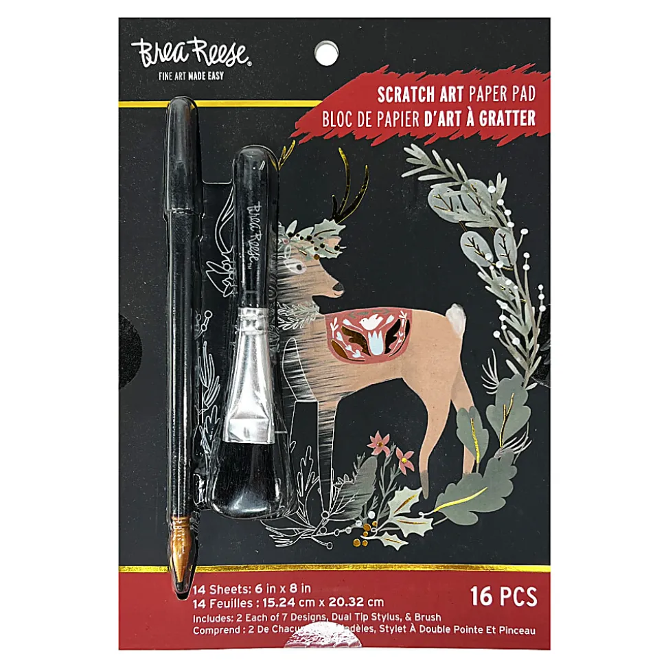 Brea Reese Scratch Art Pad, 6" x 8", Woodland Holiday