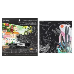 Brea Reese® Scratch Art Paper Pad Kit, 8” x 8”, Vibrant Landscapes