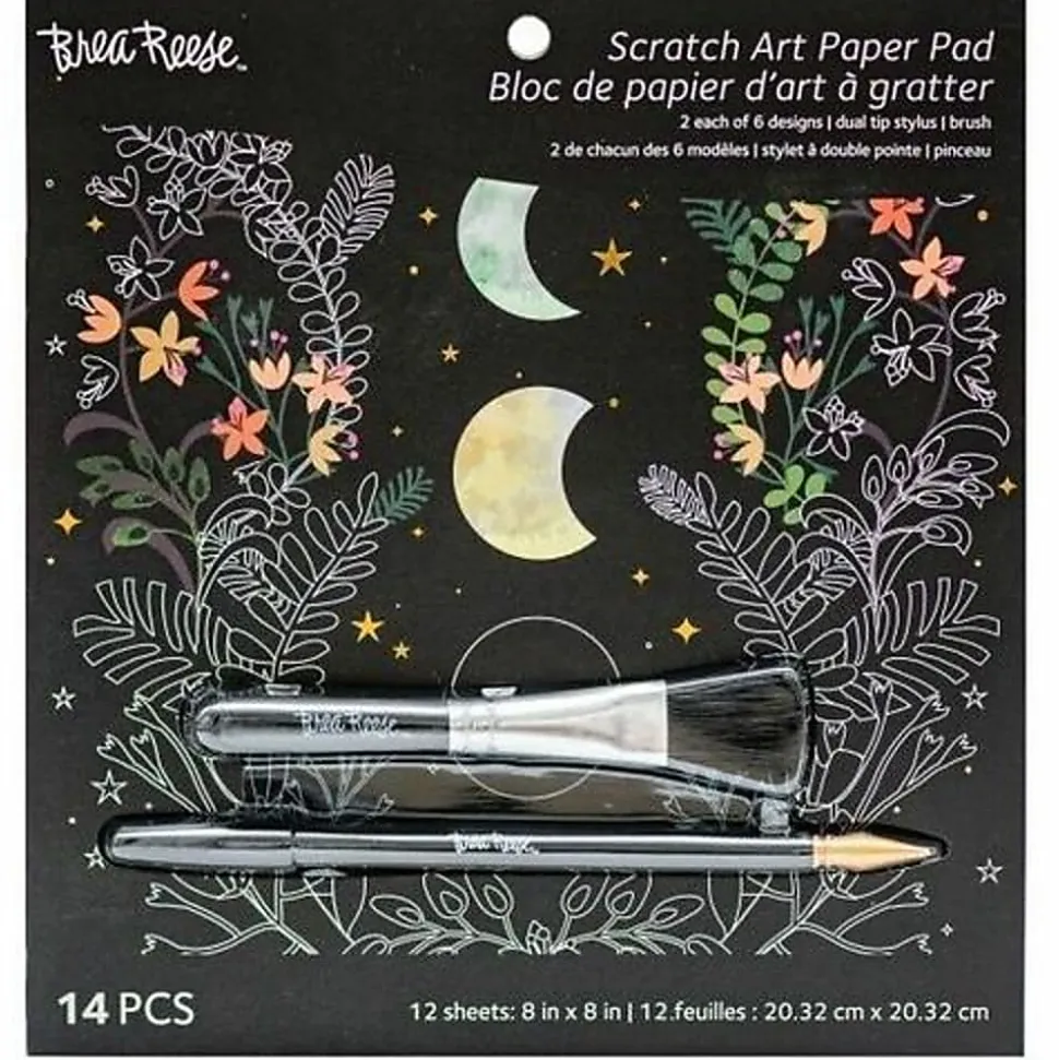 Brea Reese® Scratch Art Paper Pad Kit, 8” x 8”, Celestial Skies