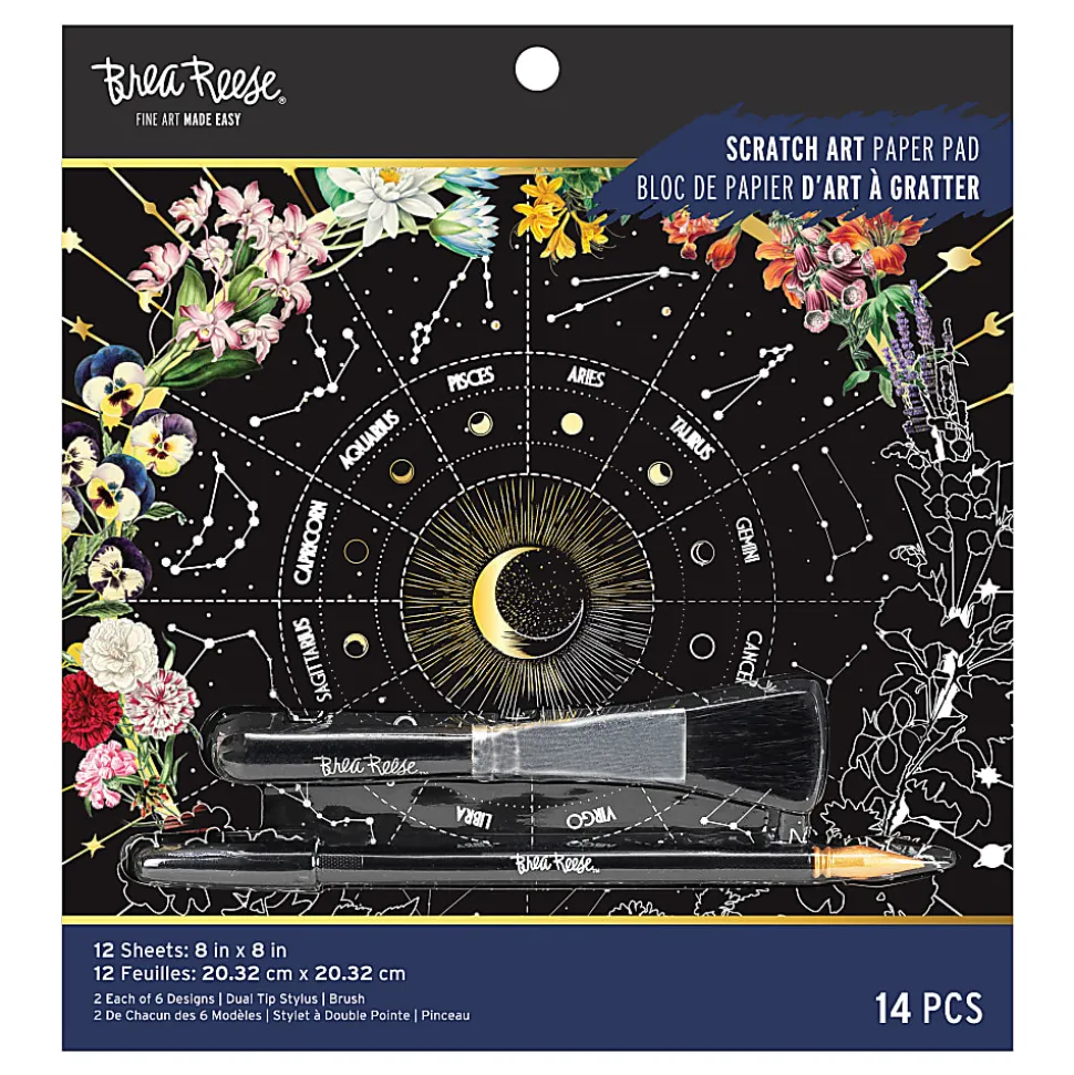 Brea Reese® Scratch Art Paper Pad, 8" x 8", Celestial