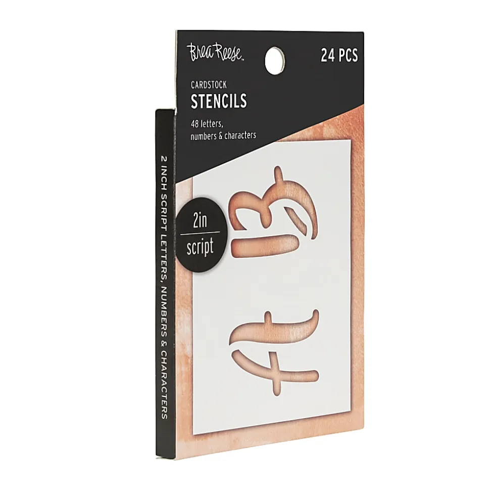 Brea Reese Script Cardstock Stencils, 2", White, Pack Of 24 Stencils