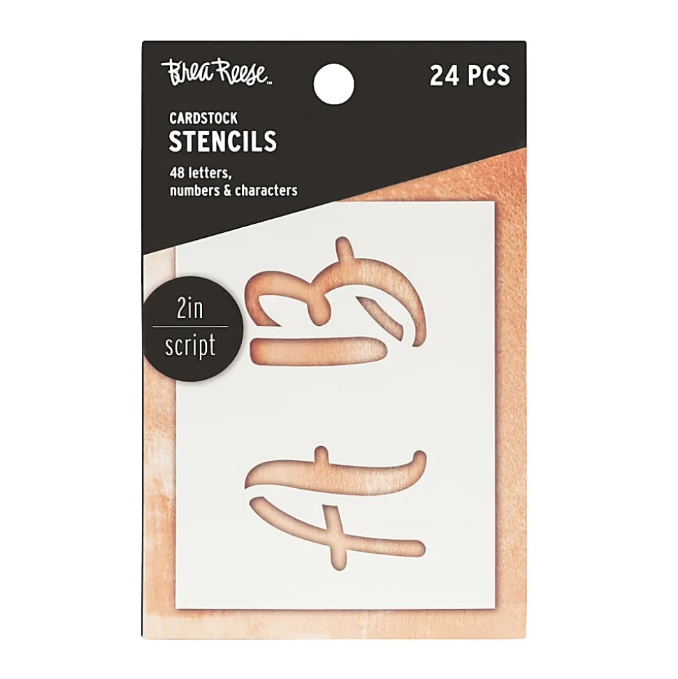 Brea Reese Script Cardstock Stencils, 2", White, Pack Of 24 Stencils