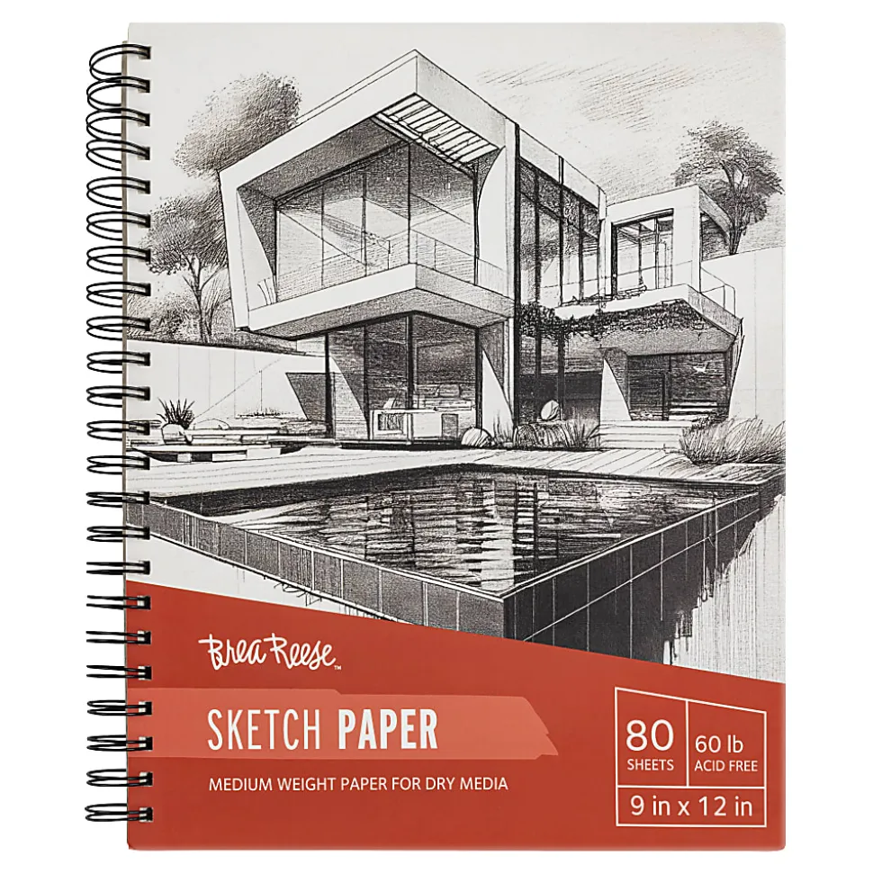 Brea Reese Sketch Paper Pad, 9" x 12", 80 Sheets, White