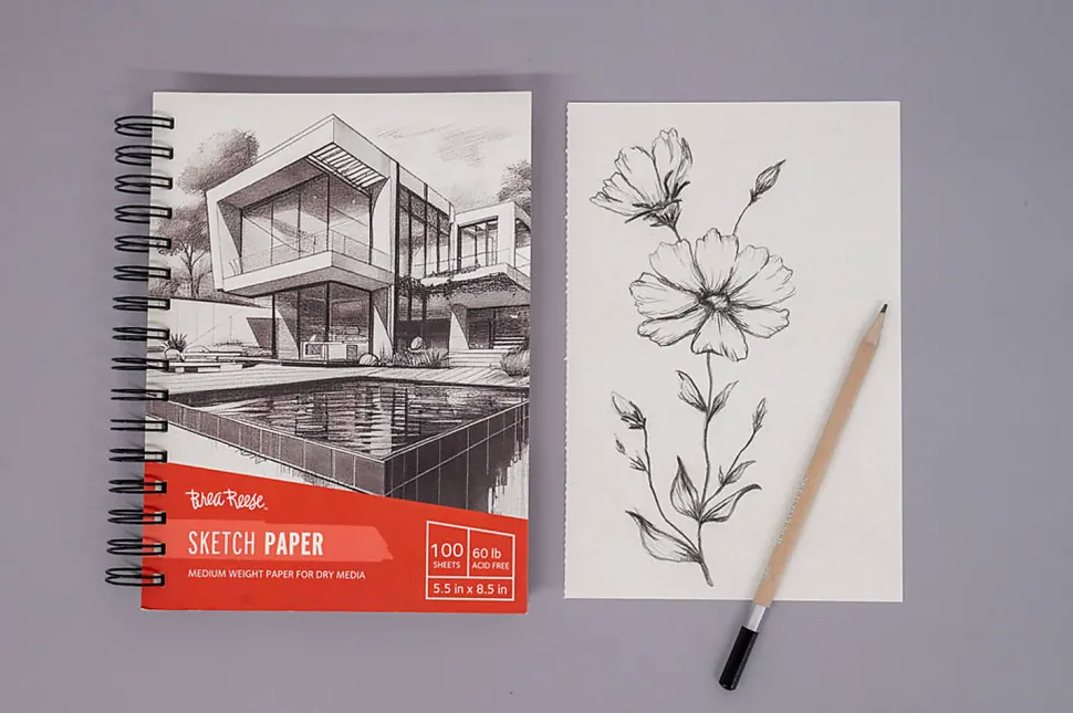 Brea Reese Sketch Paper Pad, 5-1/2" x 8-1/2", 100 Sheets, White
