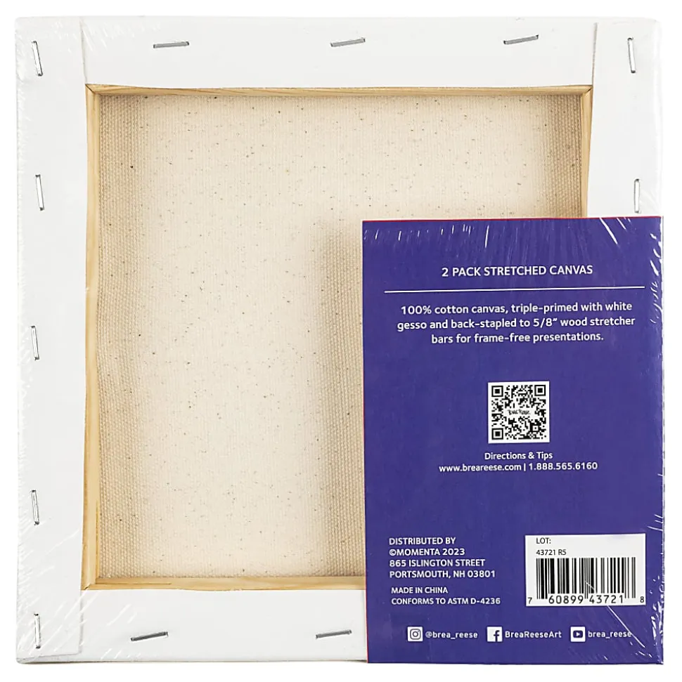 Brea Reese Stretch Canvases, 8" x 8", White, Pack Of 2 Canvases