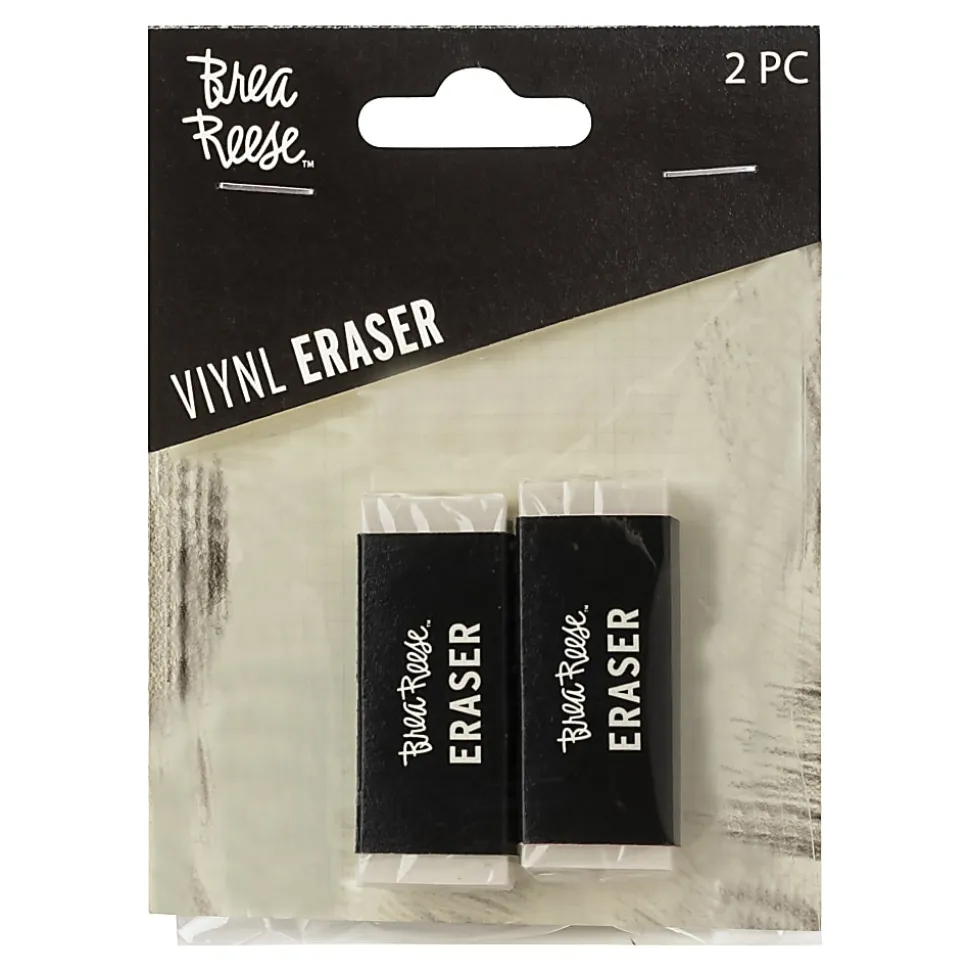 Brea Reese Vinyl Erasers, 7/16" x 3/4", White, Pack Of 2 Erasers