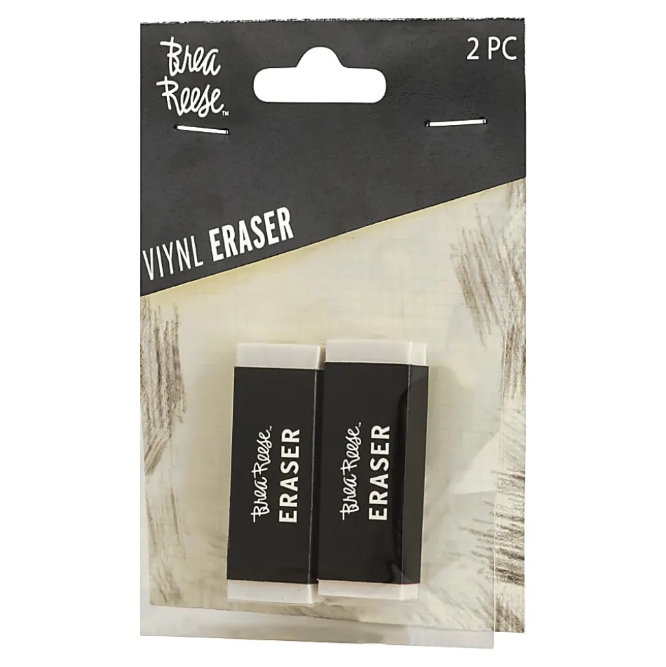 Brea Reese Vinyl Erasers, 7/16" x 3/4", White, Pack Of 2 Erasers