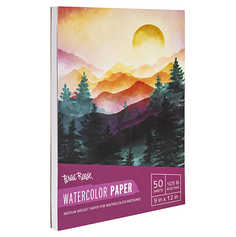 Brea Reese Watercolor Paper Pad, 9" x 12", 50 Sheets, White