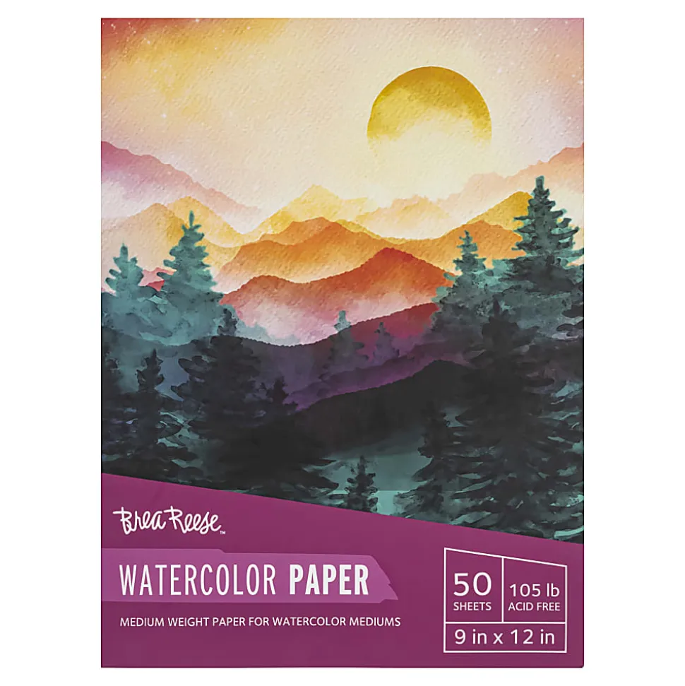 Brea Reese Watercolor Paper Pad, 9" x 12", 50 Sheets, White