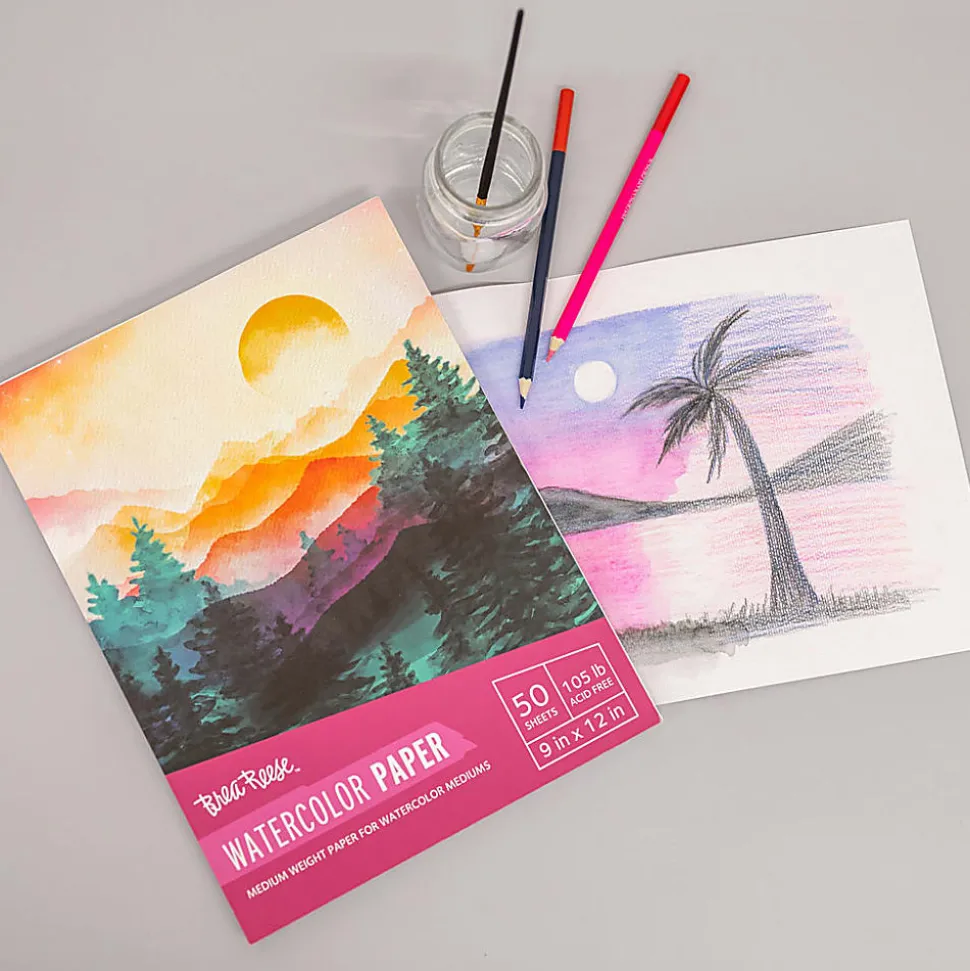 Brea Reese Watercolor Paper Pad, 9" x 12", 50 Sheets, White