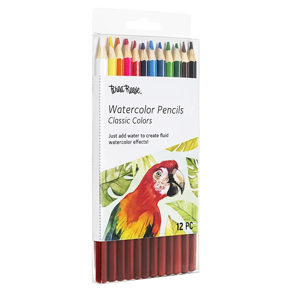 Brea Reese Watercolor Pencils, Medium Point, Classic Colors, Pack Of 12 Pencils