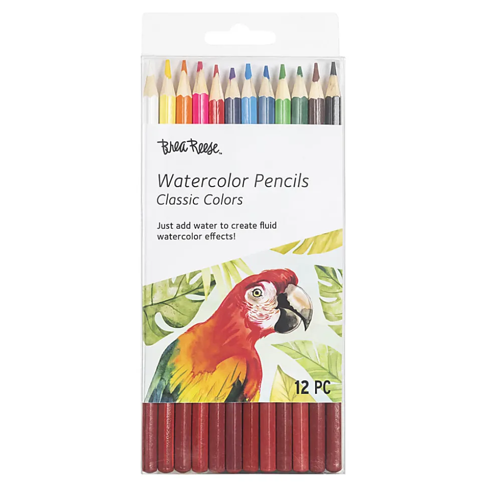 Brea Reese Watercolor Pencils, Medium Point, Classic Colors, Pack Of 12 Pencils