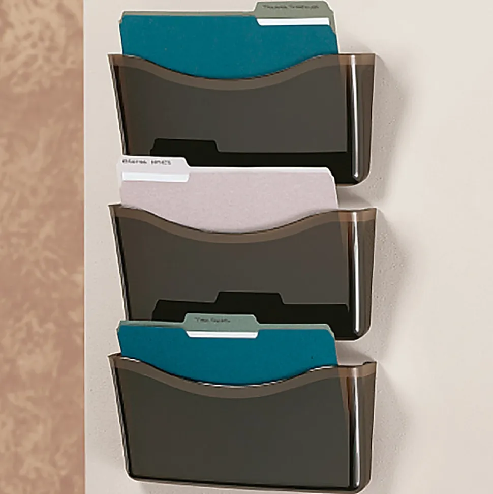 Brenton Studio® Unbreakable 3-Pocket Letter-Size Wall Files, Black, Pack Of 3