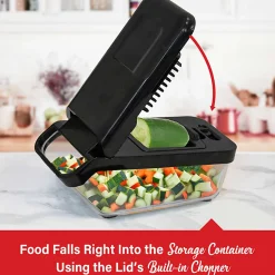 Brentwood® All-in-One Food & Vegetable Chopper, Mandoline Slicer & Cheese Grater with 4.25-Cup Storage, Black, KA-5026BK