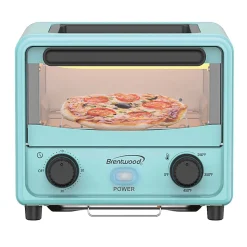 Brentwood 183 Cu In 500W Stainless Steel Mini Toaster Oven, Blue