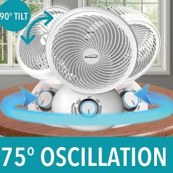 Brentwood F-650MW 6-Inch 3-Speed Oscillating Air Circulator Desktop Fan, White, F650MW