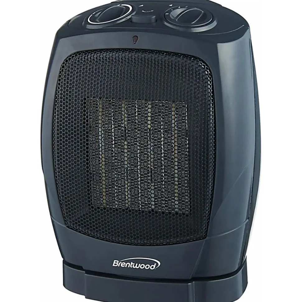 Brentwood H-C1601 1500-Watt Portable Ceramic Space Heater And Fan, 10"H x 8-1/2"W, Black