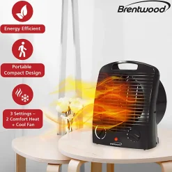 Brentwood® H-F306 1,500-Watt-Max Portable Electric Space Heater and Fan, Black