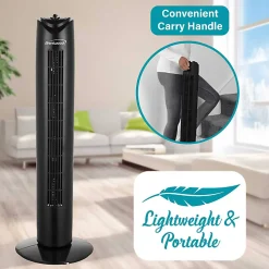Brentwood® 32-In. 3-Speed Portable Oscillating Tower Fan with Timer, Black, F-32TBK