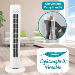 Brentwood® 32-In. 3-Speed Portable Oscillating Tower Fan with Timer, White, F-32TW