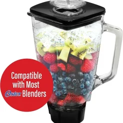 Brentwood 42 Oz Blender Glass Jar 6-Piece Replacement Set For Oster Blender, Black, P-OST722