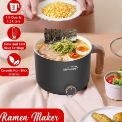 Brentwood® 1.6-Qt. 600-Watt Multi-Function Electric Hot Pot Cooker with Ceramic Nonstick Coating, Black, HP-3170BK