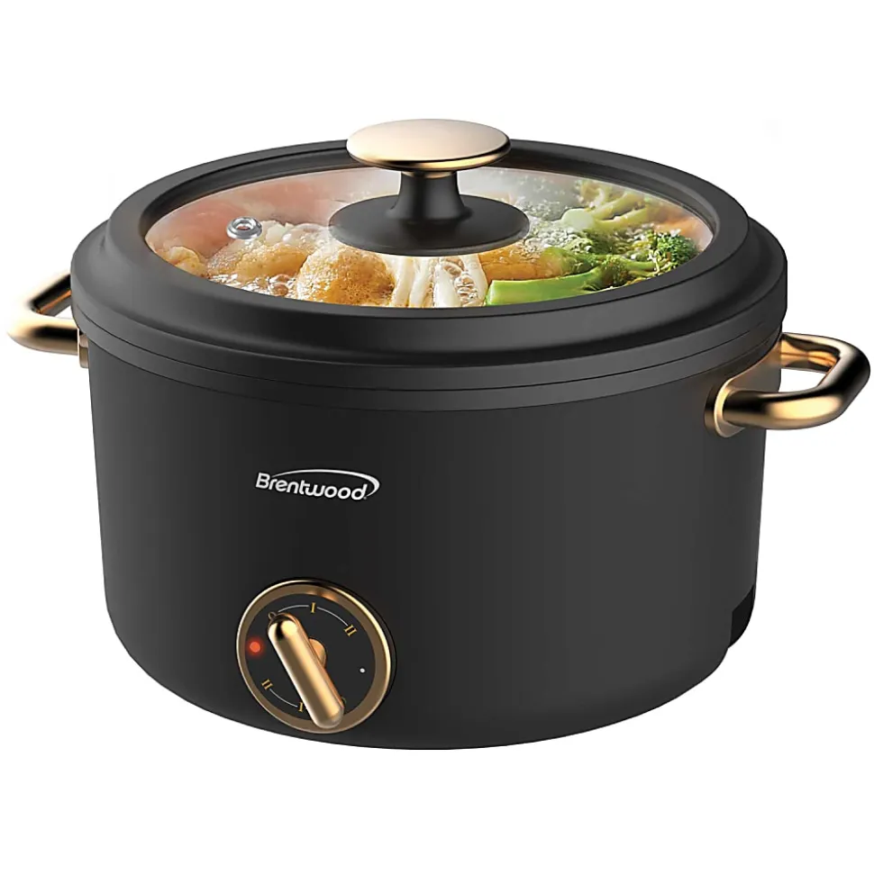 Brentwood® 2.6-Qt. 700-Watt Multifunction Electric Hot Pot Cooker with Ceramic Nonstick Coating & Food Steamer, Black, HP-3250BK