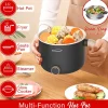 Brentwood® 1.6-Qt. 600-Watt Multifunction Electric Hot Pot Cooker, Ceramic Nonstick Coating, Stainless Steel, Angled Handle, Black, HPS-3172BK