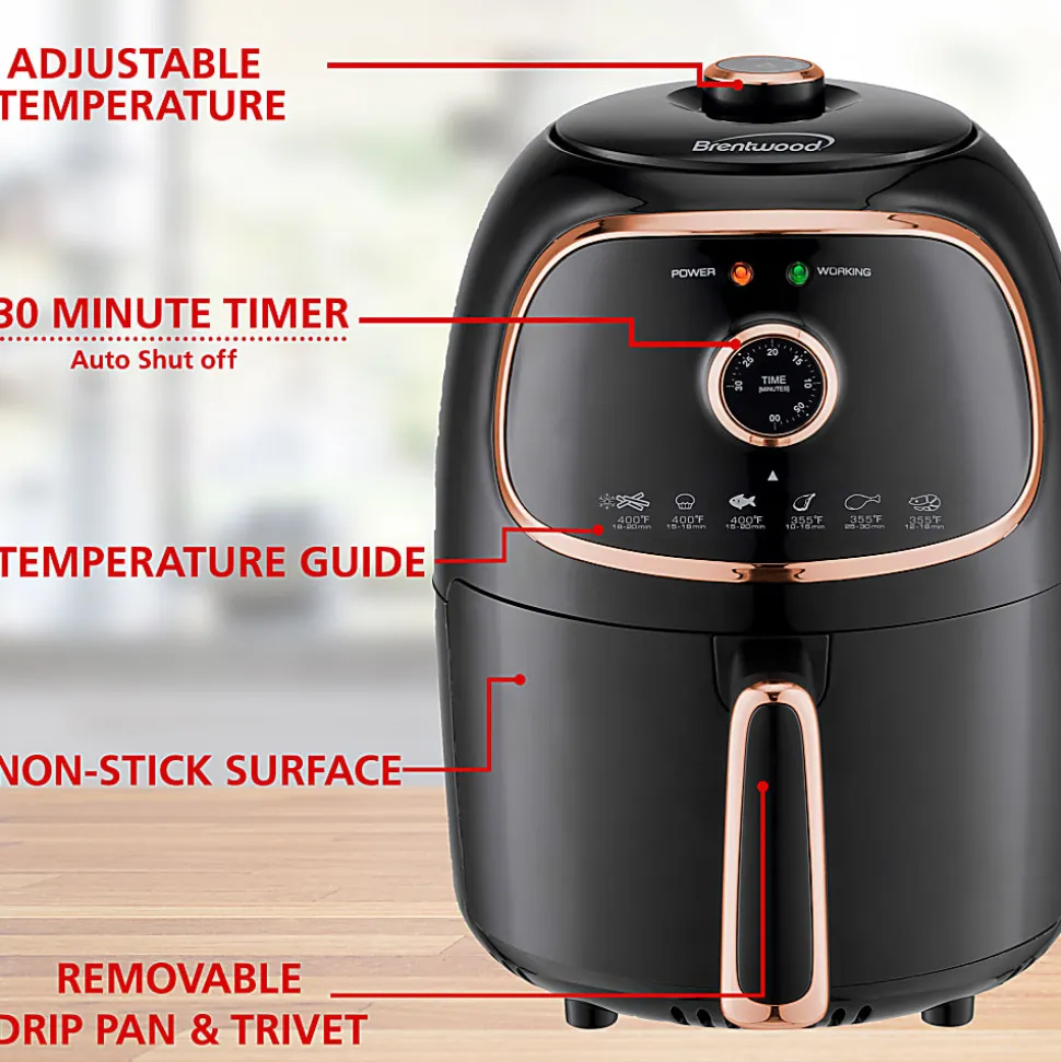 Brentwood® 2-Quart Electric Air Fryer, Black/Copper