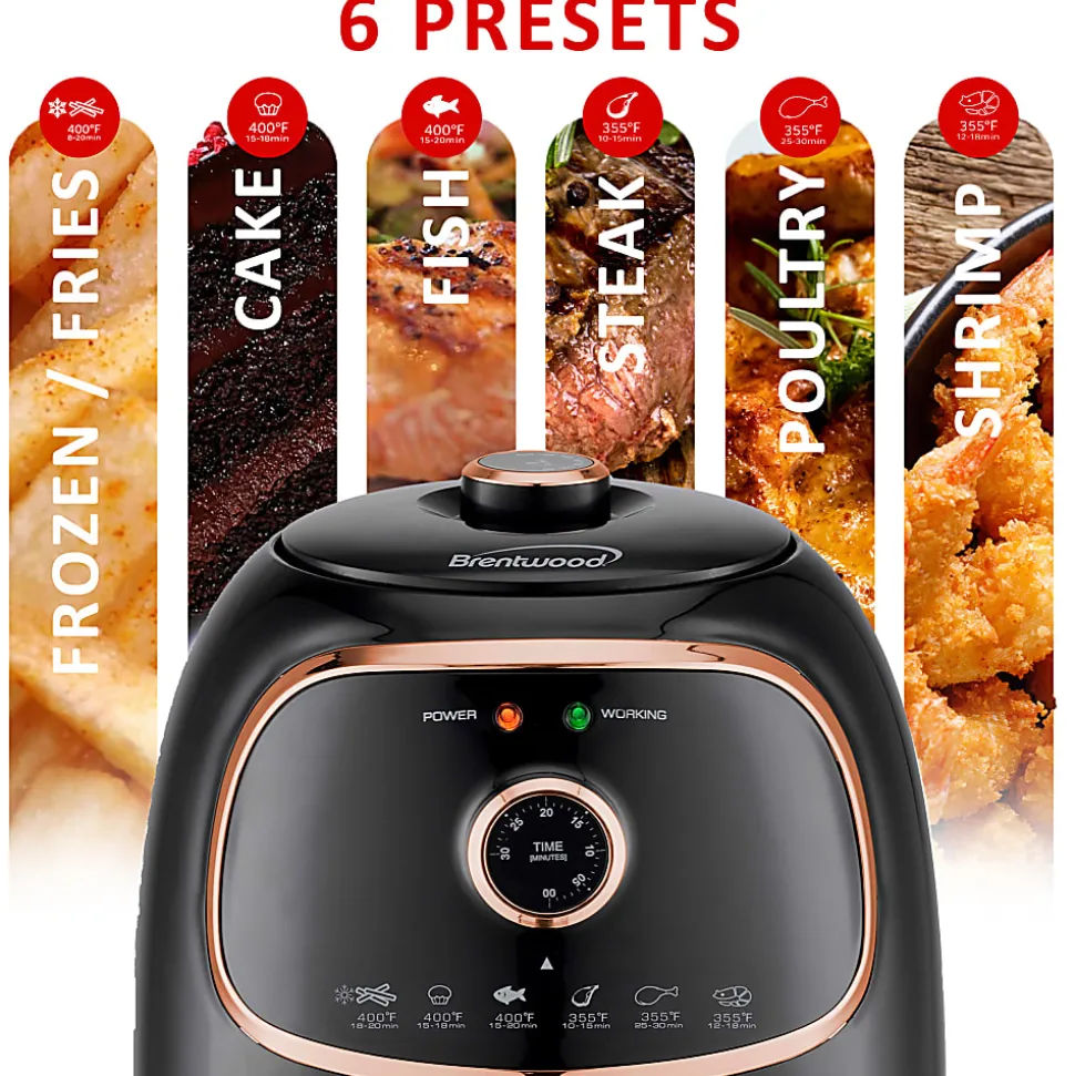 Brentwood® 2-Quart Electric Air Fryer, Black/Copper