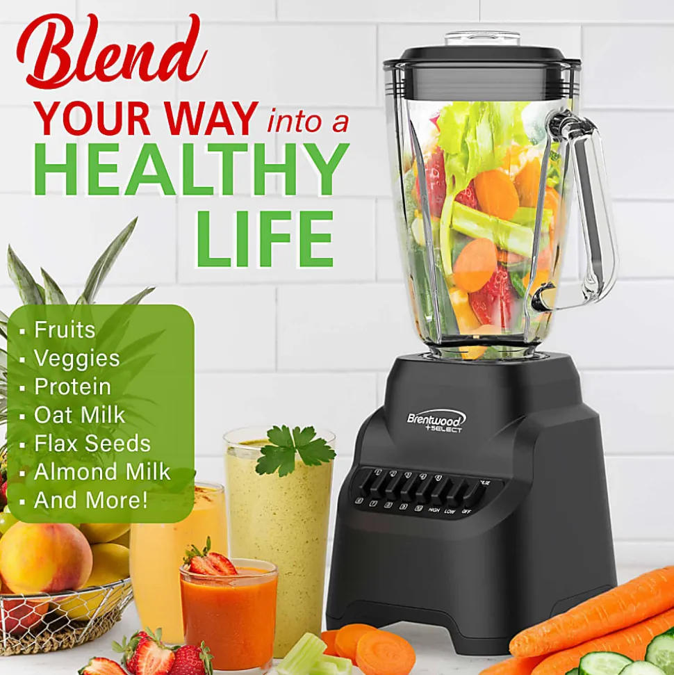 Brentwood® Select 5.3-Cup 500-Watt 10-Speed Countertop Blender with Pulse Button, Black, JBS-500BK