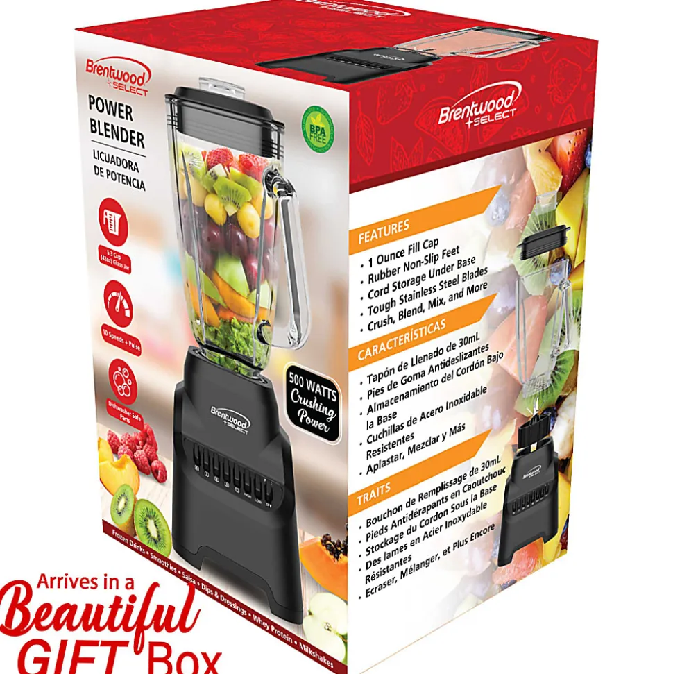 Brentwood® Select 5.3-Cup 500-Watt 10-Speed Countertop Blender with Pulse Button, Black, JBS-500BK