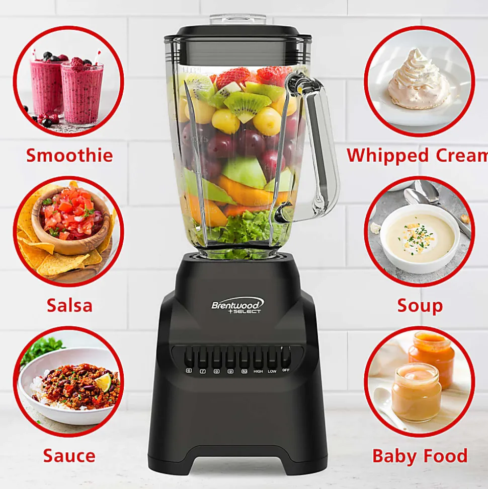 Brentwood® Select 5.3-Cup 500-Watt 10-Speed Countertop Blender with Pulse Button, Black, JBS-500BK