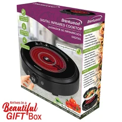 Brentwood® Select 1,300-Watt 10-In. Countertop Ceramic Glass Cooktop Surface with Single 8-In. Infrared Burner, Black, TS-383DBK