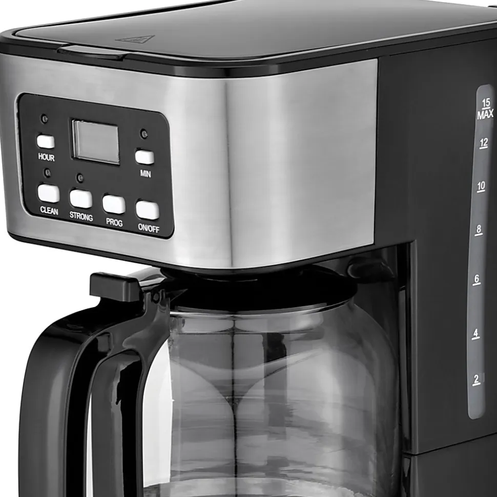 Brentwood TS-222BK 12-Cup Digital Coffee Maker, Black - Programmable - 800 W - 12 Cup(s) - Multi-serve - Timer - Black
