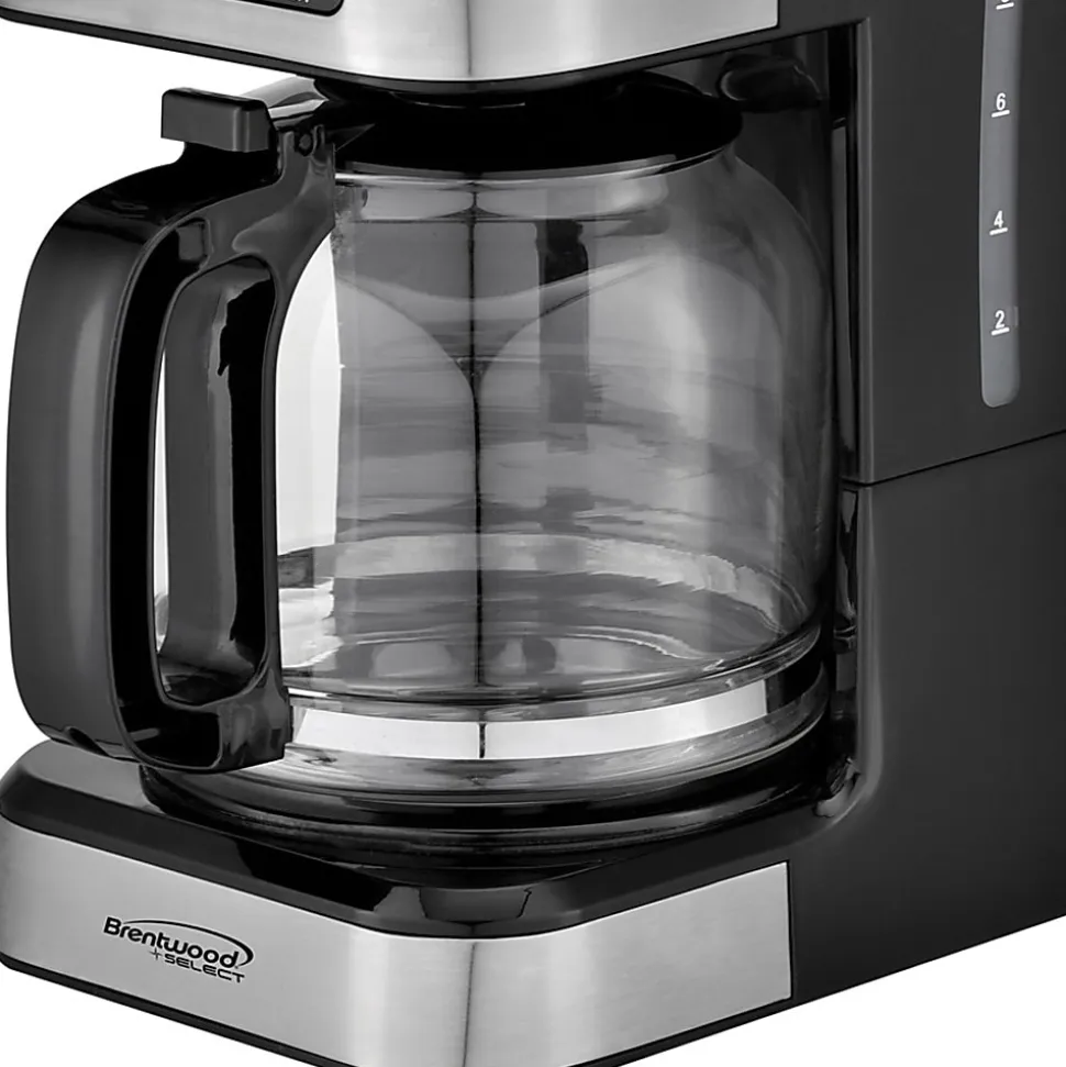 Brentwood TS-222BK 12-Cup Digital Coffee Maker, Black - Programmable - 800 W - 12 Cup(s) - Multi-serve - Timer - Black