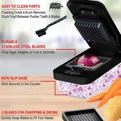 Brentwood® Vegetable Chopper with 3.6-Cup Storage Container & 2 Interchangeable Stainless Steel Blades, Black, KA-5024BKS