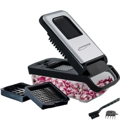 Brentwood® Vegetable Chopper with 3.6-Cup Storage Container & 2 Interchangeable Stainless Steel Blades, Black, KA-5024BKS