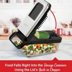 Brentwood® Vegetable Chopper with 3.6-Cup Storage Container & 2 Interchangeable Stainless Steel Blades, Black, KA-5024BKS