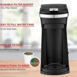 Brentwood 800-Watt 1.75-Cup Single-Serve Coffee Maker With Reusable Filter Basket For K-Cups And Ground Coffee, Black