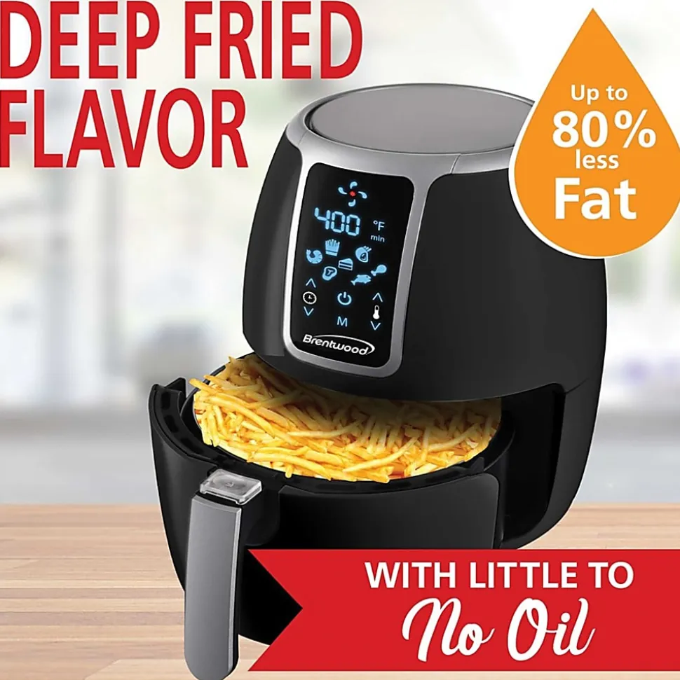 Brentwood 1,400-Watt Electric Digital Air Fryer, 4 qt, 13”H x 10”W x 12”D, Black