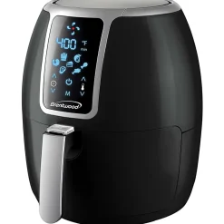 Brentwood 1,400-Watt Electric Digital Air Fryer, 4 qt, 13”H x 10”W x 12”D, Black