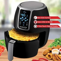 Brentwood 1,400-Watt Electric Digital Air Fryer, 4 qt, 13”H x 10”W x 12”D, Black