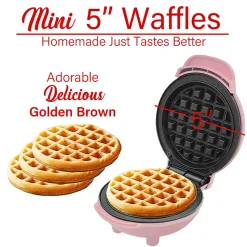Brentwood® 400-Watt Non-Stick Mini Waffle Maker, 5-In., Pink