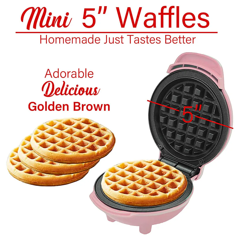 Brentwood® 400-Watt Non-Stick Mini Waffle Maker, 5-In., Pink