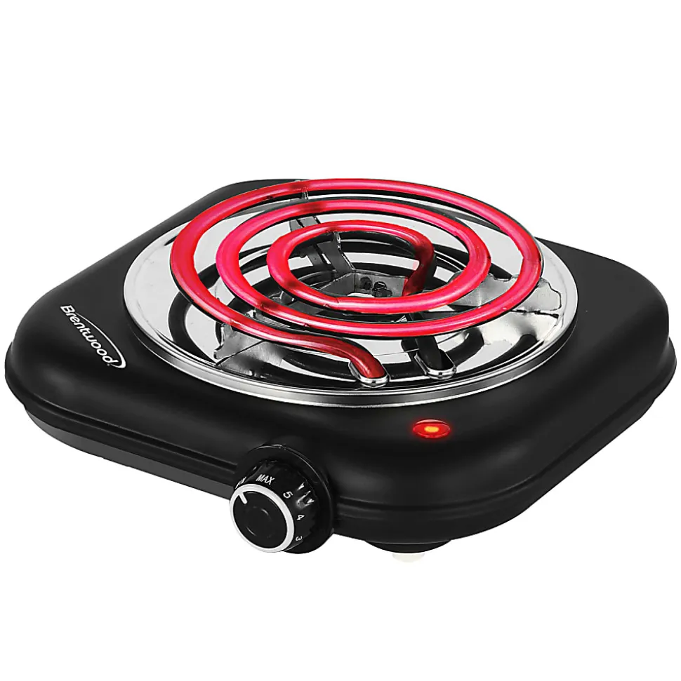 Brentwood® 1,100-Watt Single-Coiled Countertop Electric Burner with Temperature Control & Power Indicator Light, Black, TS-323BK