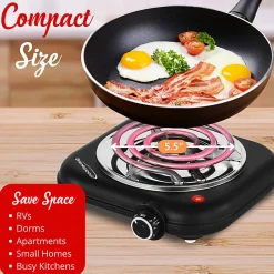 Brentwood® 1,100-Watt Single-Coiled Countertop Electric Burner with Temperature Control & Power Indicator Light, Black, TS-323BK