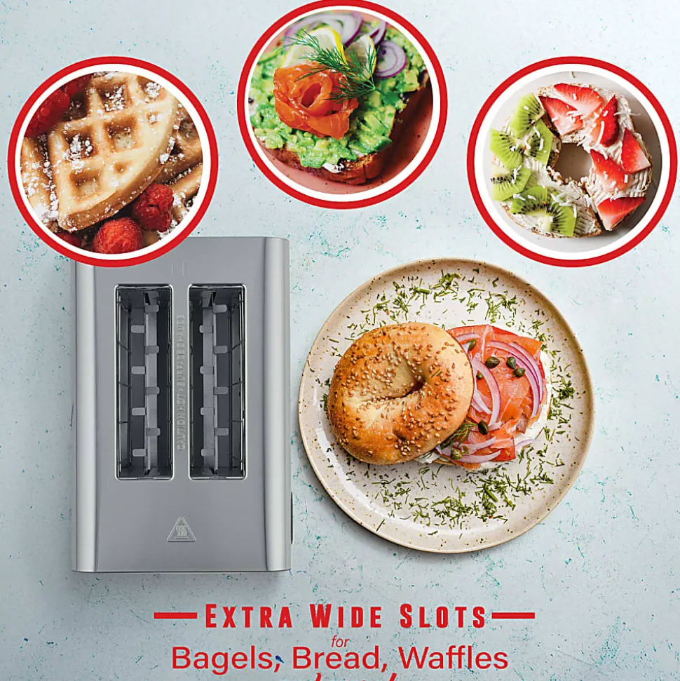 Brentwood® 1,100-Watt 2-Slice Touch-Screen Digital Toaster with Extra-Wide Slots, Stainless Steel, TS-228DS