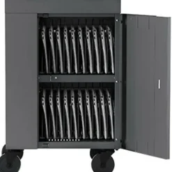 Bretford CUBE Cart Mini Charging Cart AC for 20 Devices, Charcoal Paint - 2 Shelf - Push Handle Handle - Steel - 24